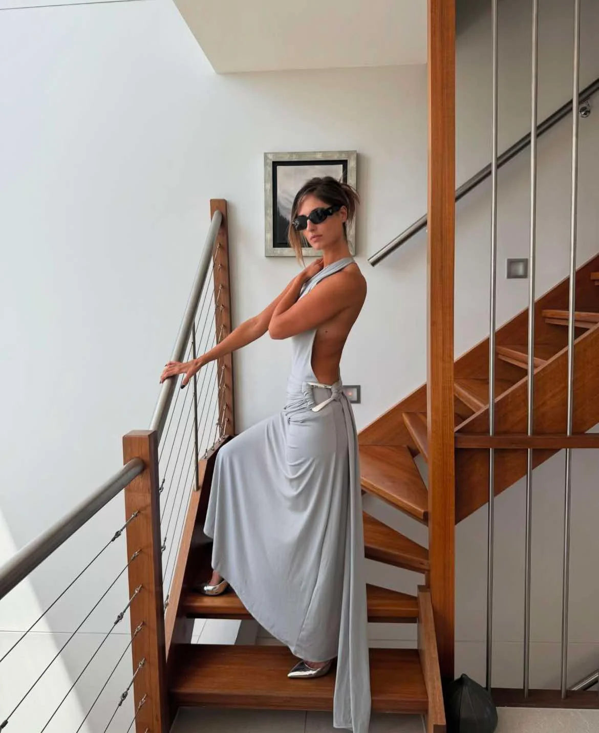 Ance Gria Gaia Gown hire – silver blue