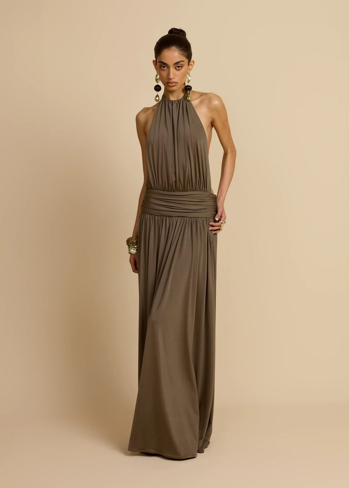 Arcina Ori Santina Dress hire – khaki