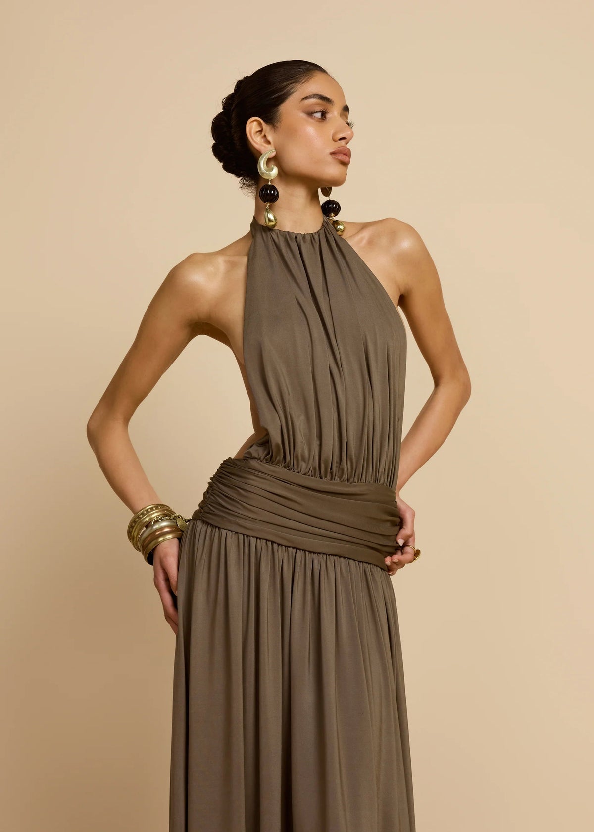 Arcina Ori Santina Dress hire – khaki