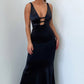 Ashton Plunge Satin Gown hire – black