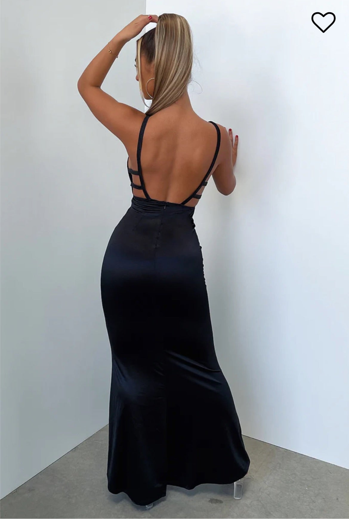 Ashton Plunge Satin Gown hire – black