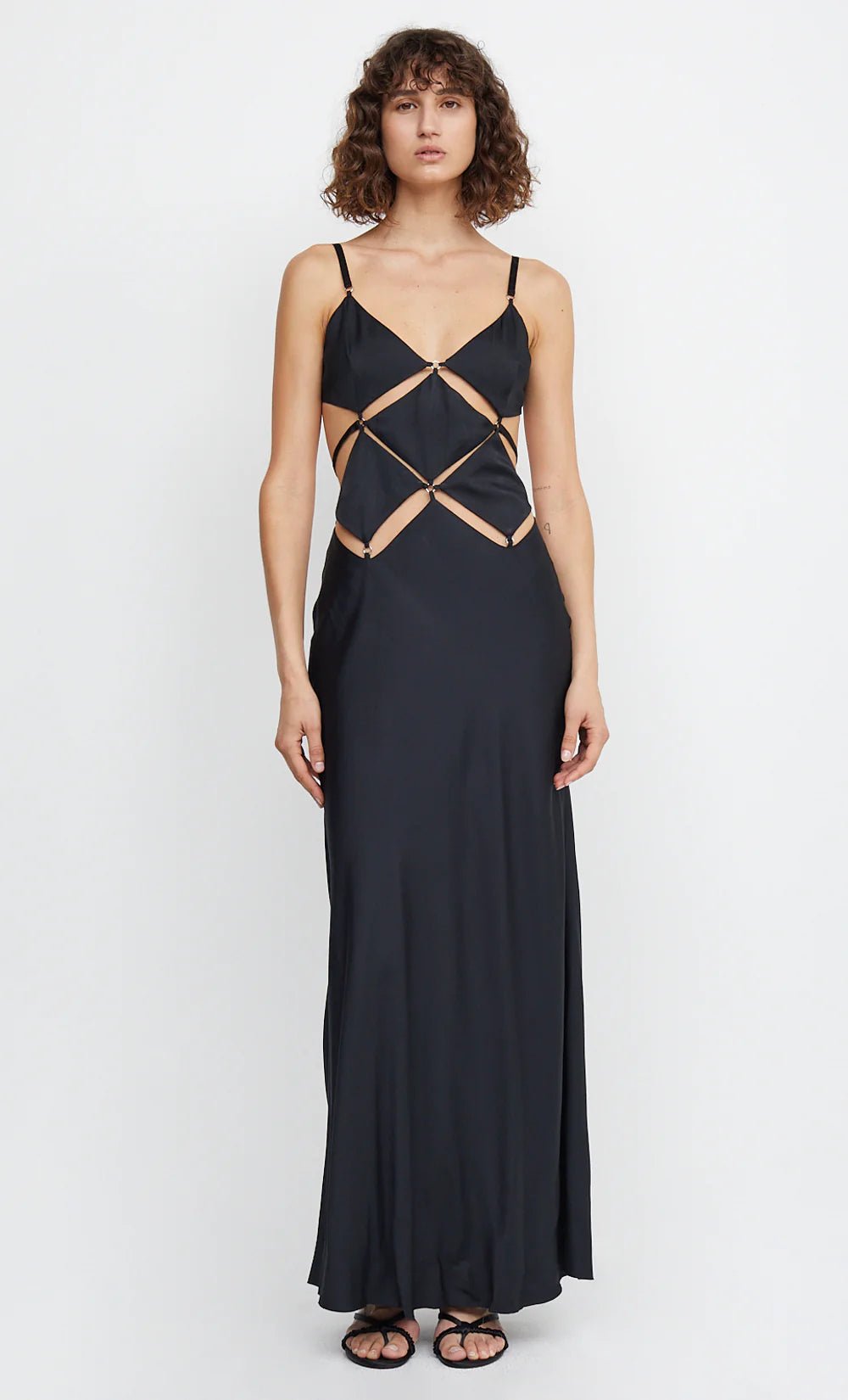 Bec & Bridge Diamond Days Strap Maxi Dress hire – black