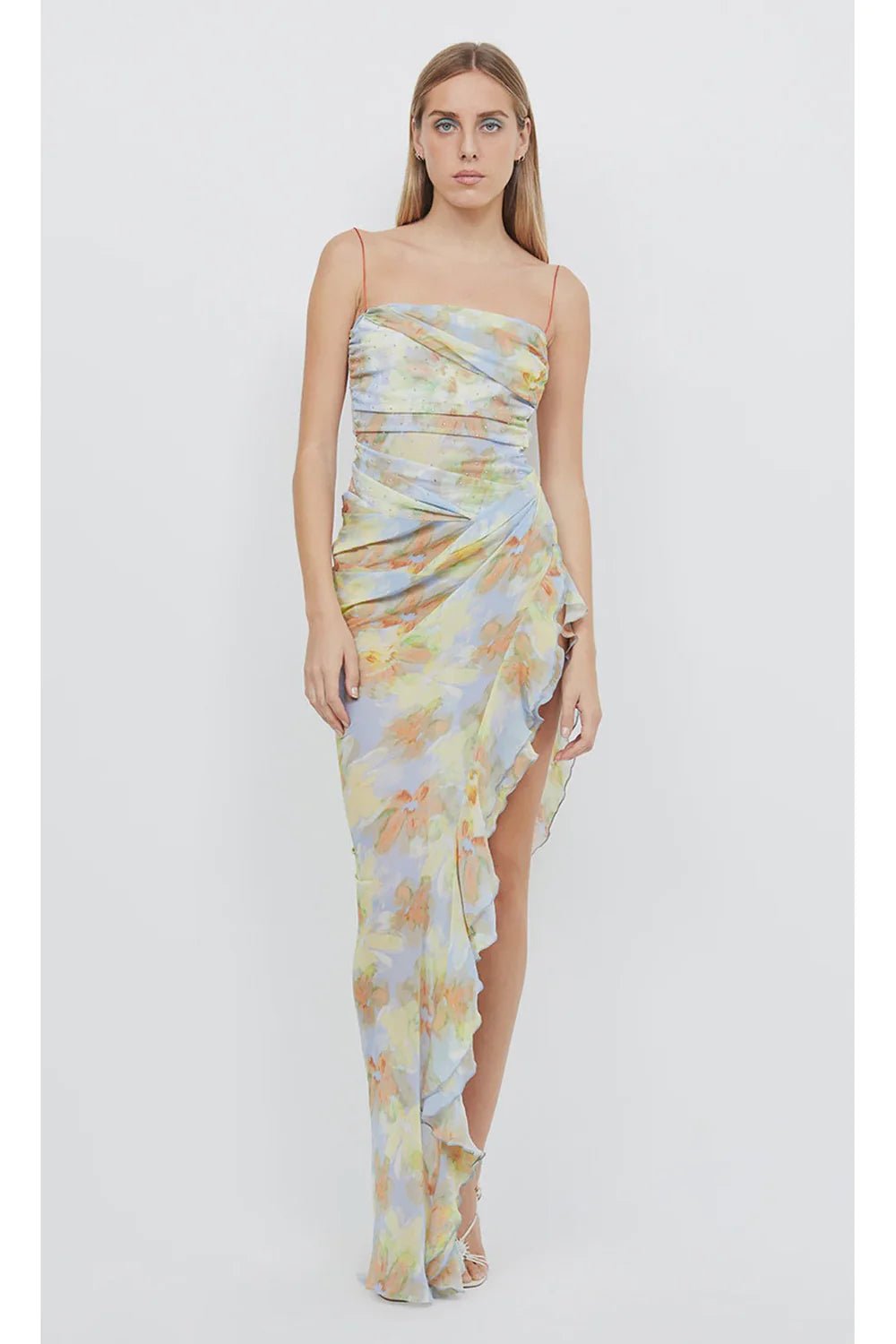Bec & Bridge Zephy Asym Midi Dress hire – print