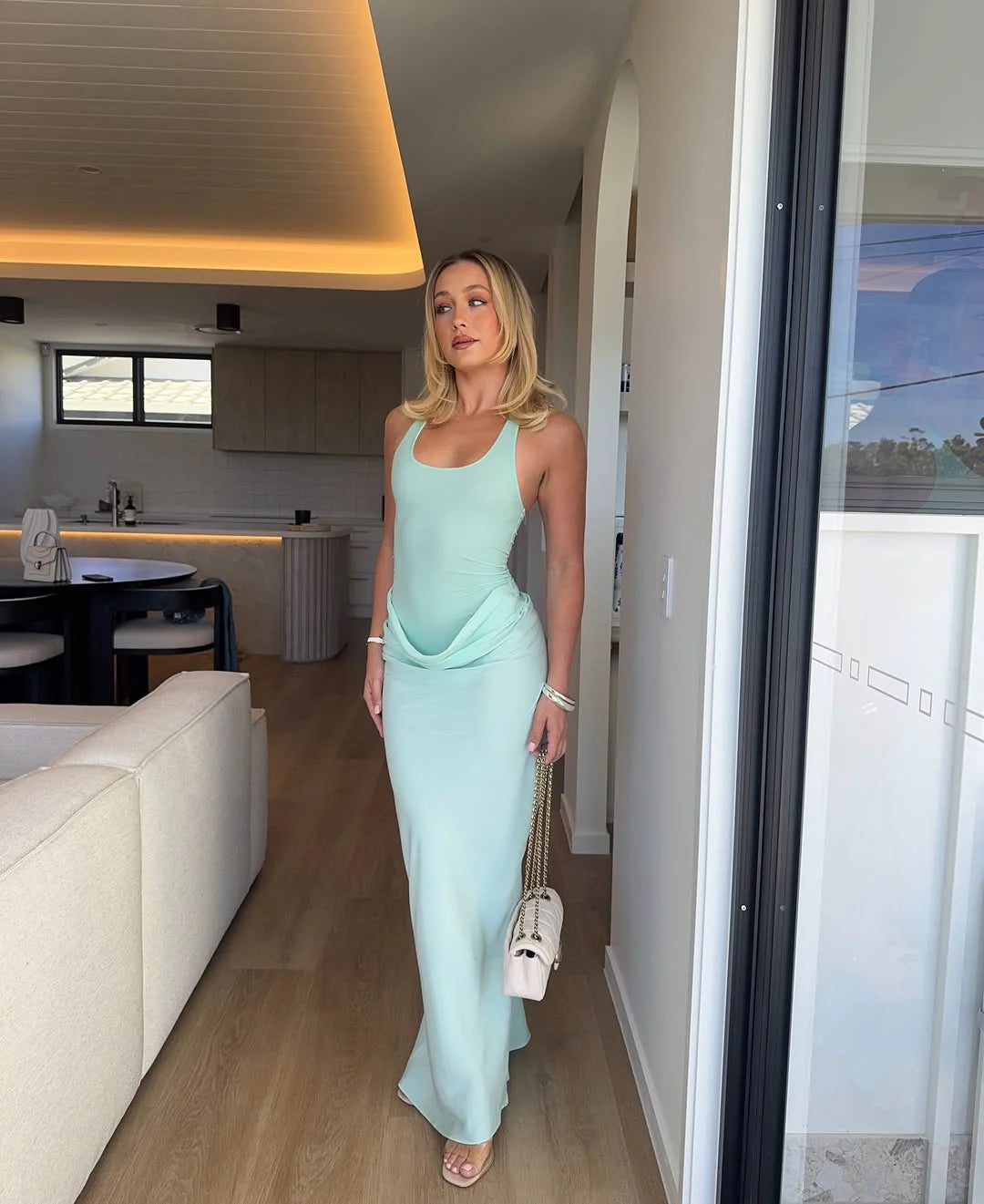 Benni Jade Maxi Dress hire – bleached aqua