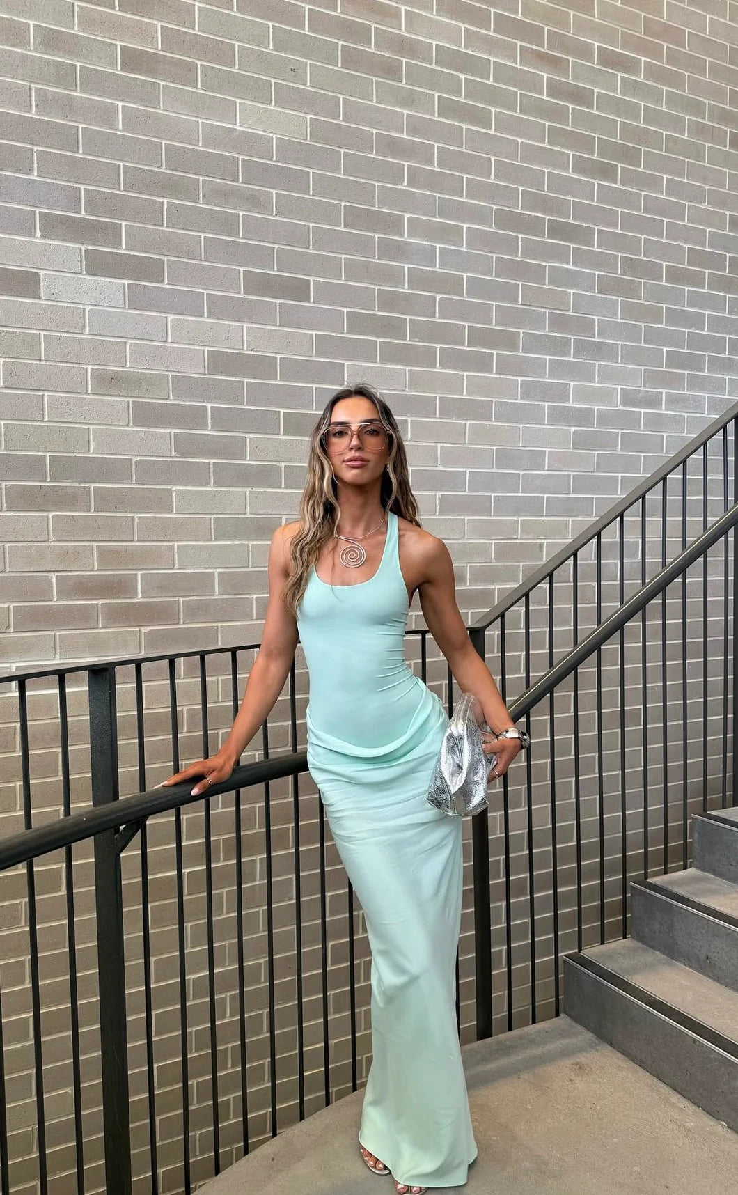 Benni Jade Maxi Dress hire – bleached aqua