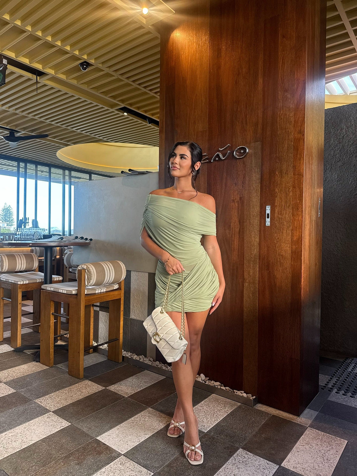 Benni Otto Mini Dress Pistachio hire