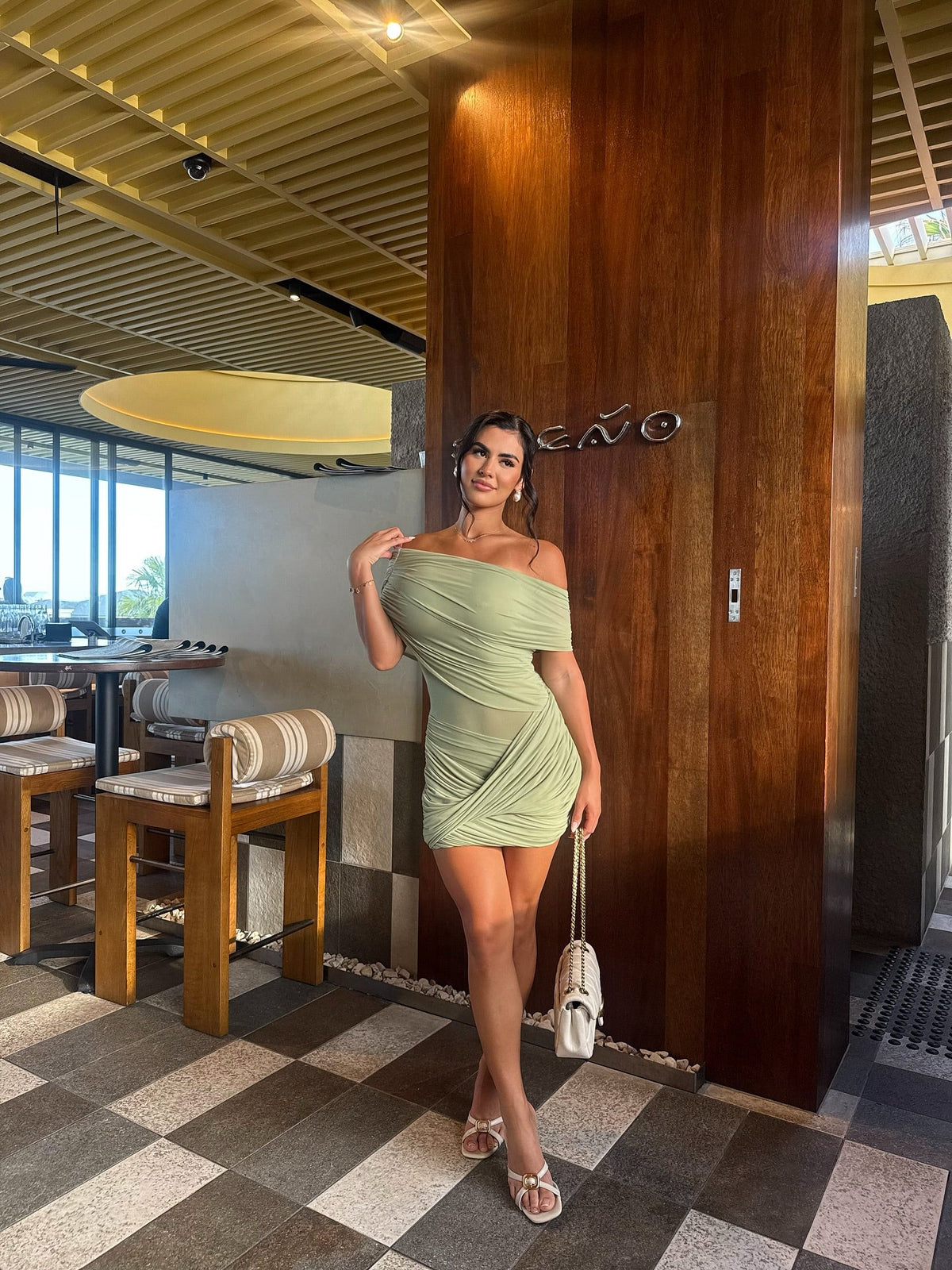 Benni Otto Mini Dress Pistachio hire