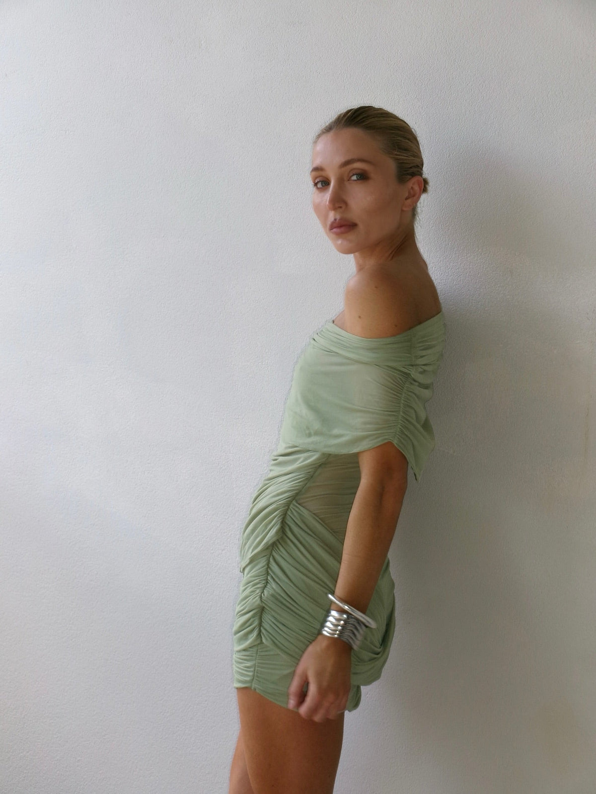 Benni Otto Mini Dress Pistachio hire