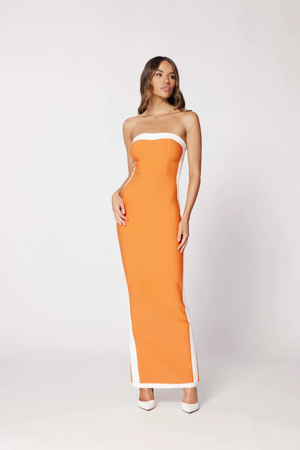 Bianca and Bridgett Ashley Dress hire – orange