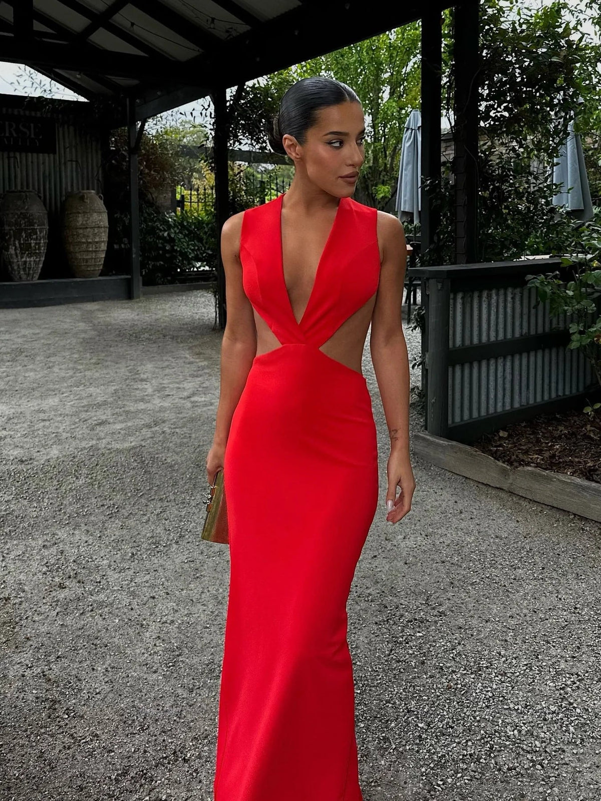 Effie Kats Valencia Gown hire – cherry red