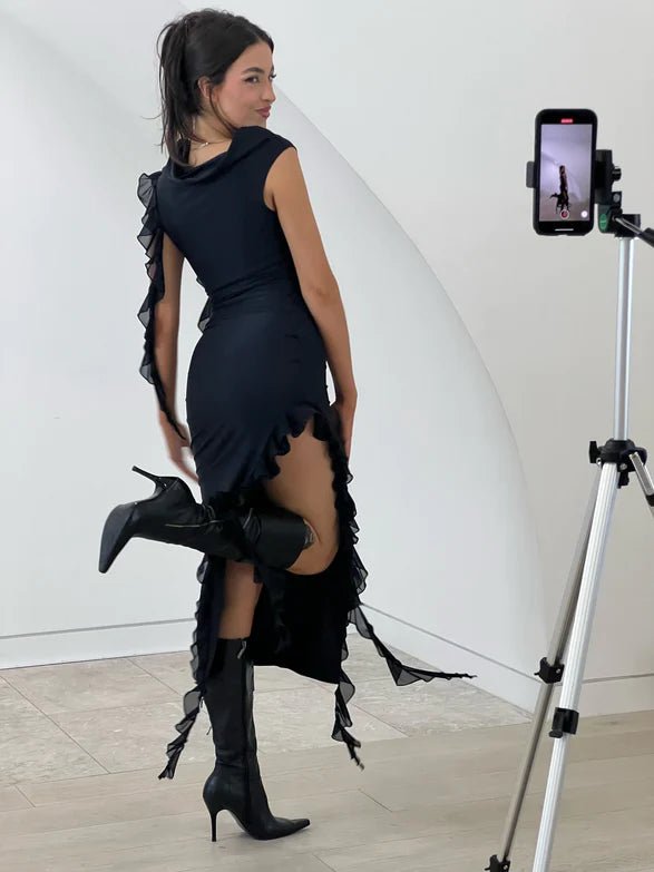 Fanci Club The Assassin Long Dress hire – black