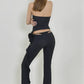 FANCI CLUB The Rose Tube Top and The Gun Pants Set - Black Fanci Club