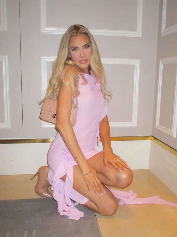 Fanci Club White Apple Cocktail Dress hire – pink
