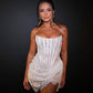 Heiress Beverly Hills Lace Corset Draped Mini Dress hire – white
