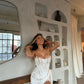 Heiress Beverly Hills Lace Corset Draped Mini Dress hire – white