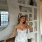 Heiress Beverly Hills Lace Corset Draped Mini Dress hire – white