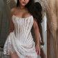 Heiress Beverly Hills Lace Corset Draped Mini Dress hire – white