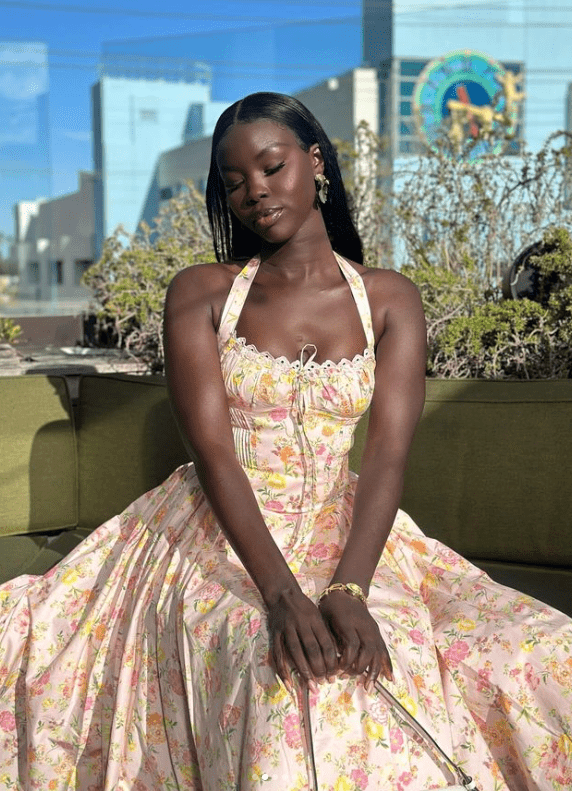 House of CB Adabella Halter Midi Sundress hire – meadow print