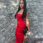 House of CB Adrienne Satin Strapless Gown hire – scarlett red