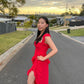House of CB Ariela Ruffle Maxi Dress hire – red