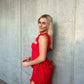 House of CB Ariela Ruffle Maxi Dress hire – red