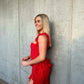 House of CB Ariela Ruffle Maxi Dress hire – red