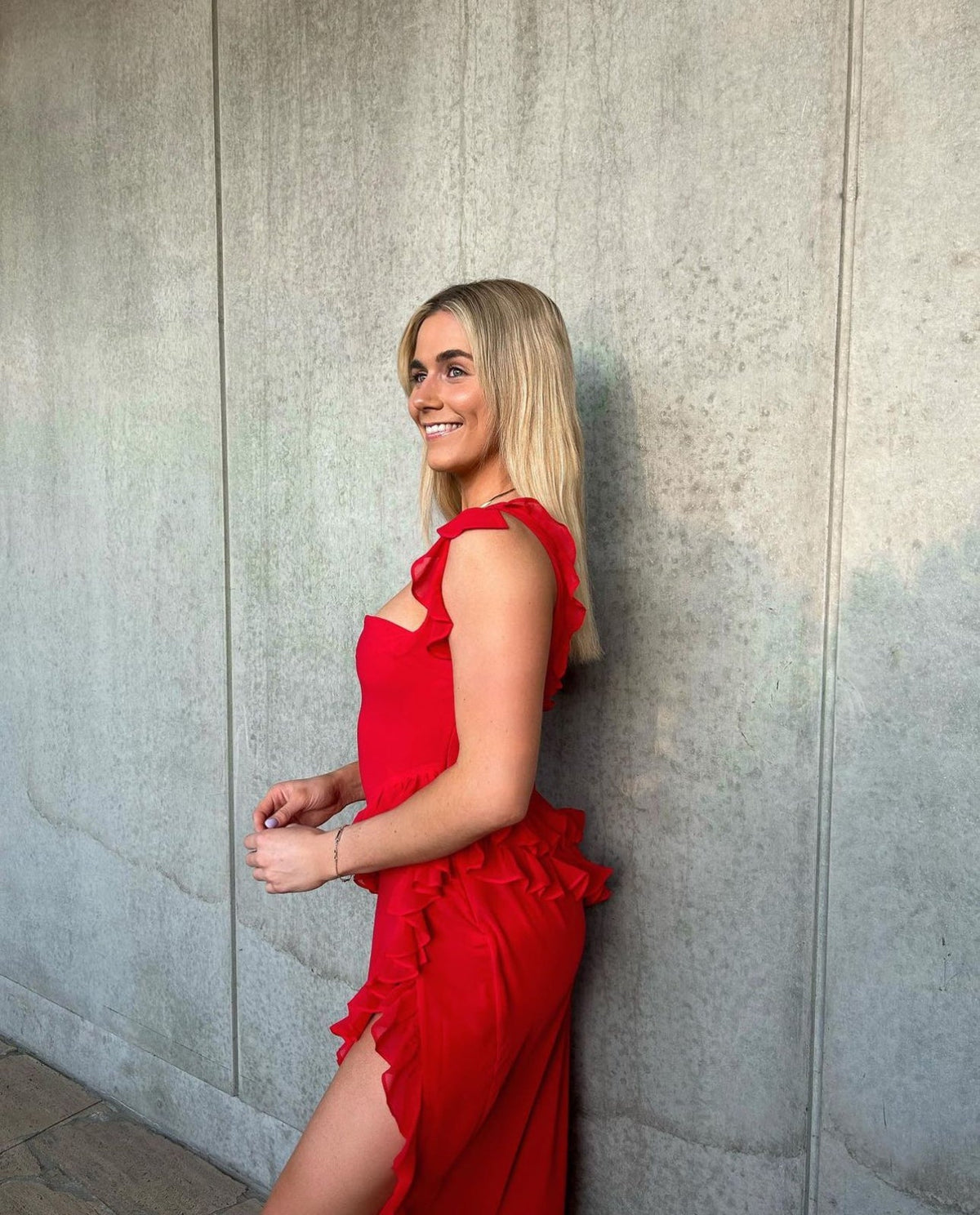 House of CB Ariela Ruffle Maxi Dress hire – red