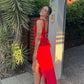 House of CB Ariela Ruffle Maxi Dress hire – red