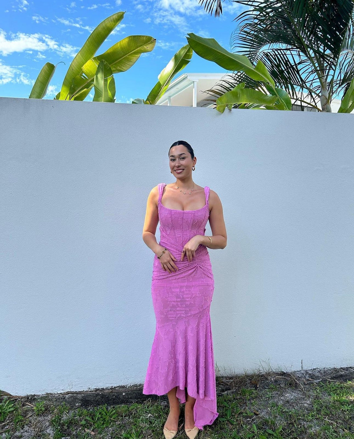 House of CB Cesca Dress hire – pink floral