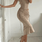 House of CB Chantelle Corset and Sidonie Midi Skirt hire – latte