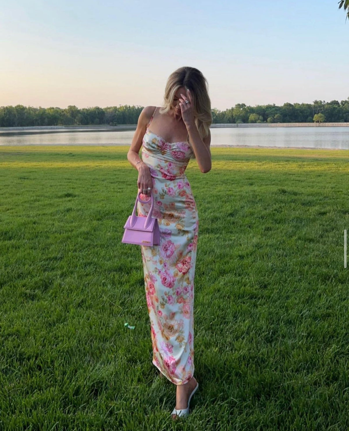 House of CB Josefina Maxi Dress hire – ivory floral