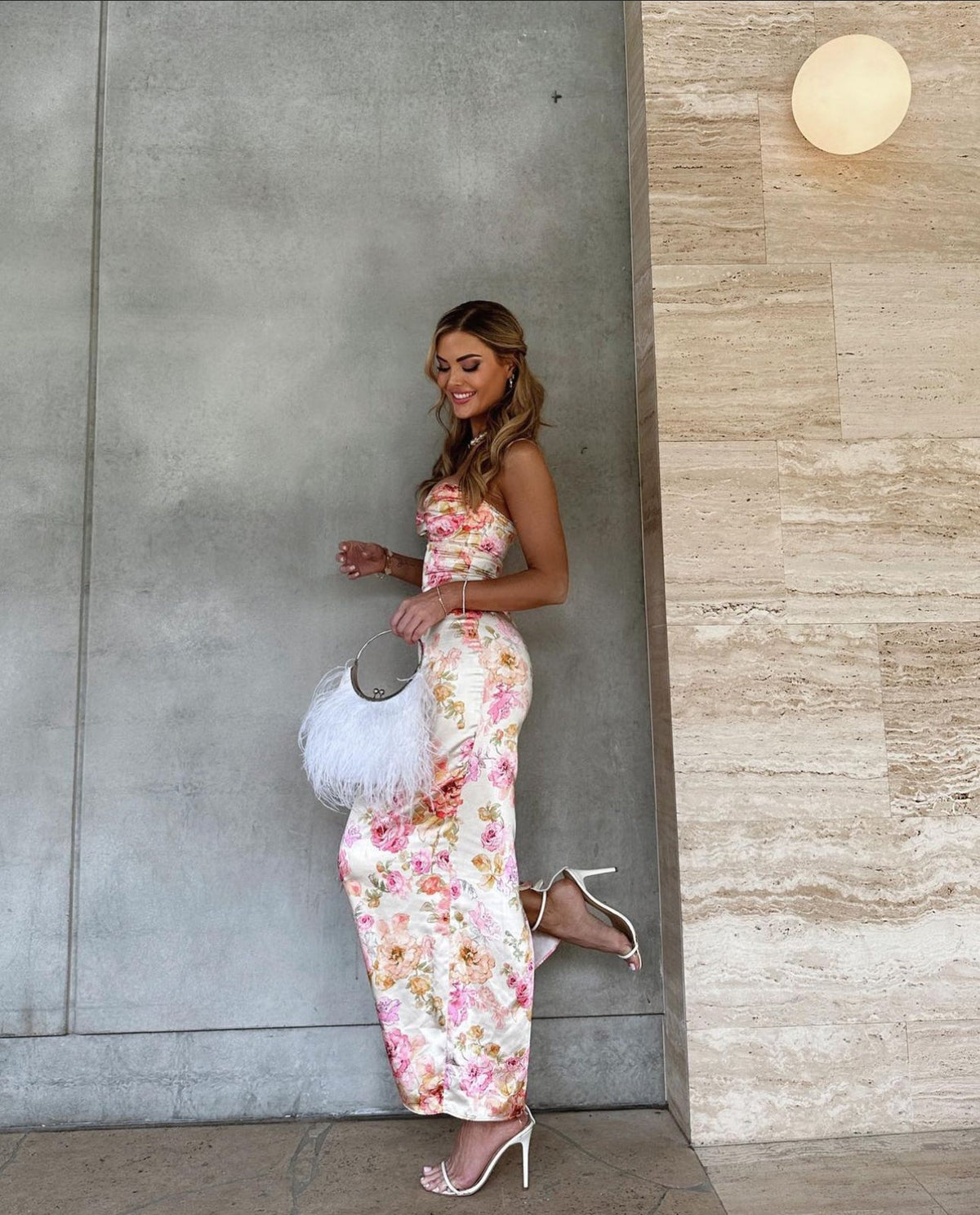 House of CB Josefina Maxi Dress hire – ivory floral