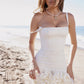 House of CB Lilou Ruffle Hem Dress hire – ivory