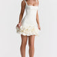 House of CB Lilou Ruffle Hem Dress hire – ivory