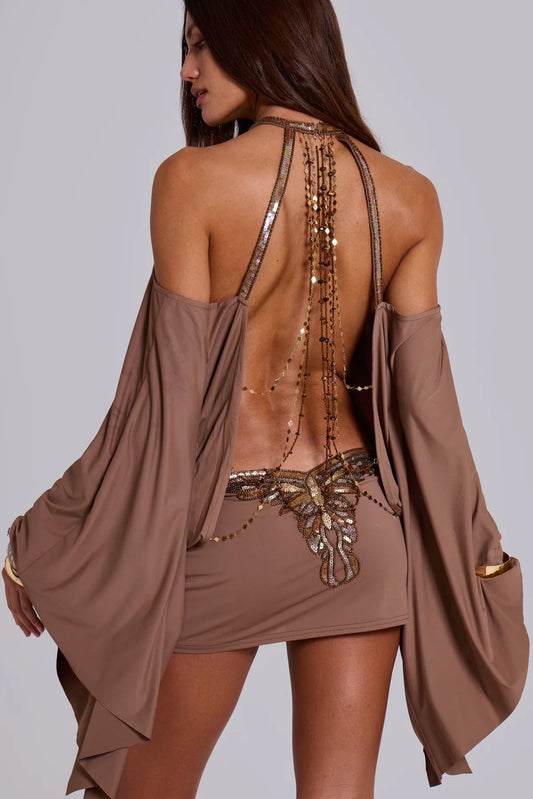 Jaded London Alula Embellished Butterfly Mini Dress hire