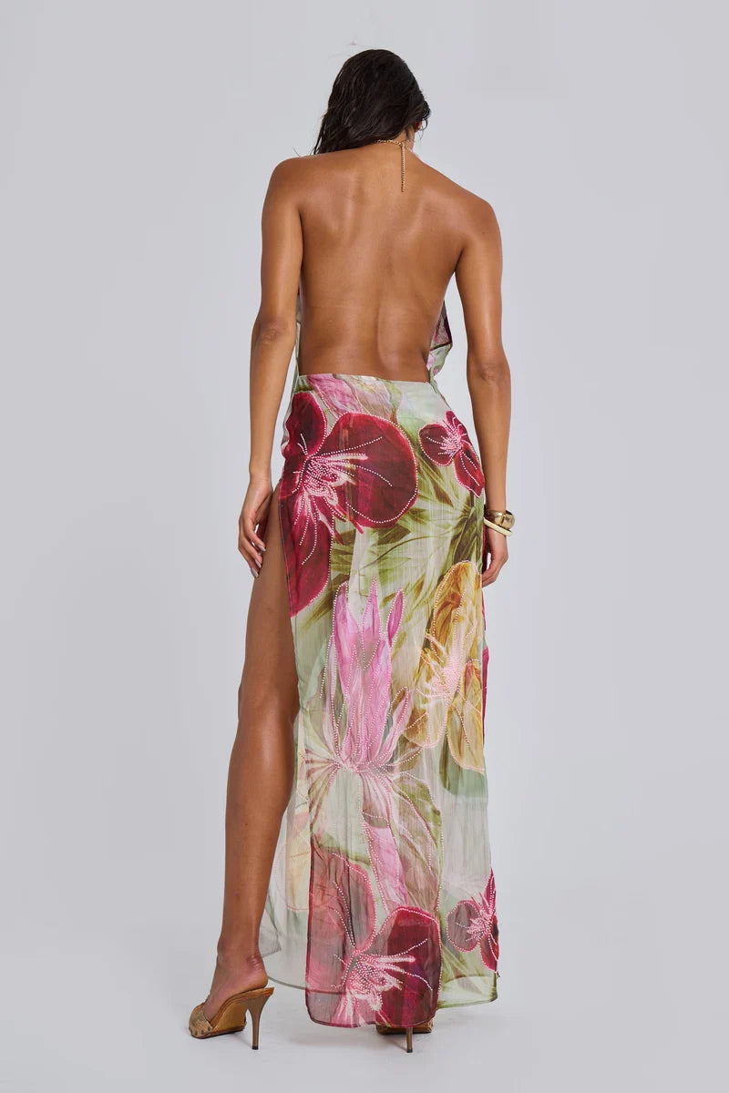 Jaded London Dahlia Maxi Dress hire – multicolour