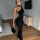 Khanum's Kara Scarf Maxi Dress hire – black
