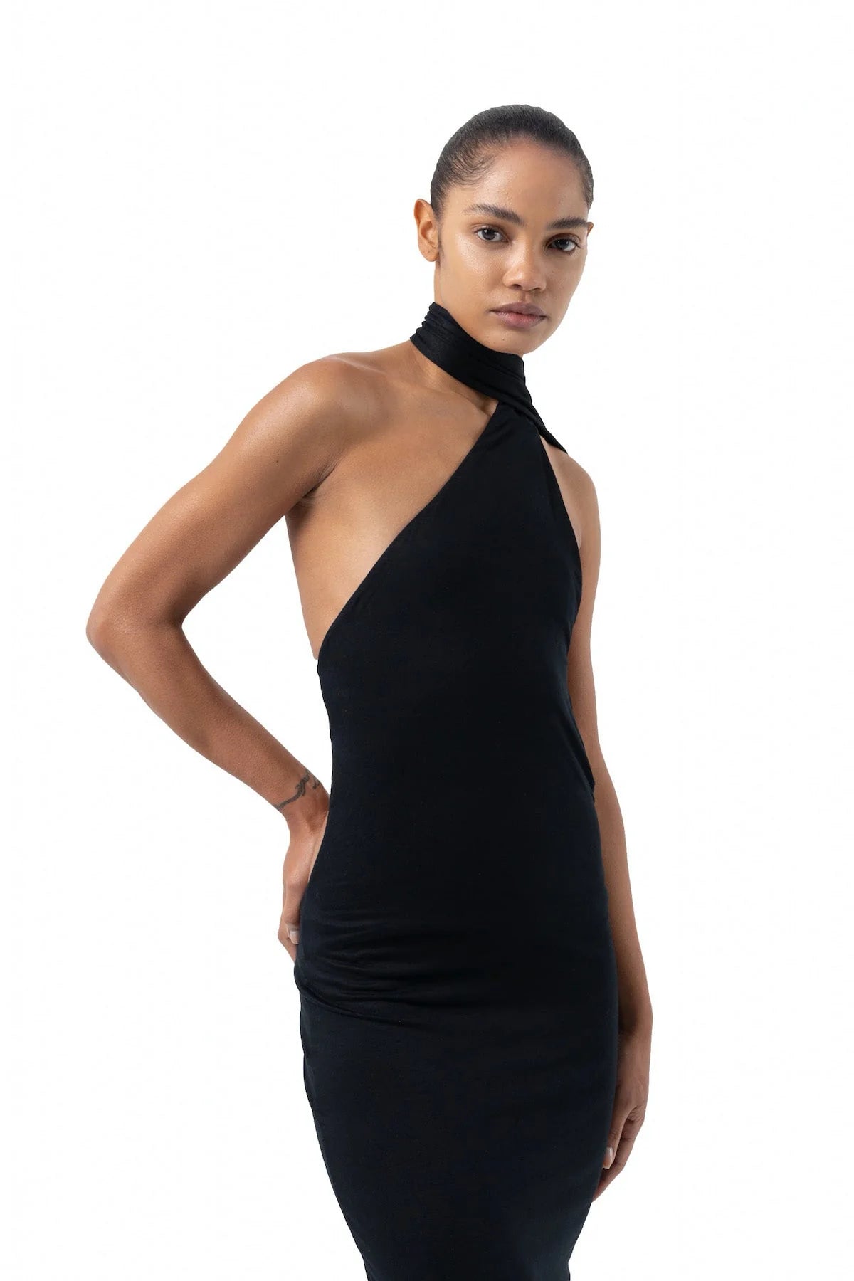 Khanum's Kara Scarf Maxi Dress hire – black
