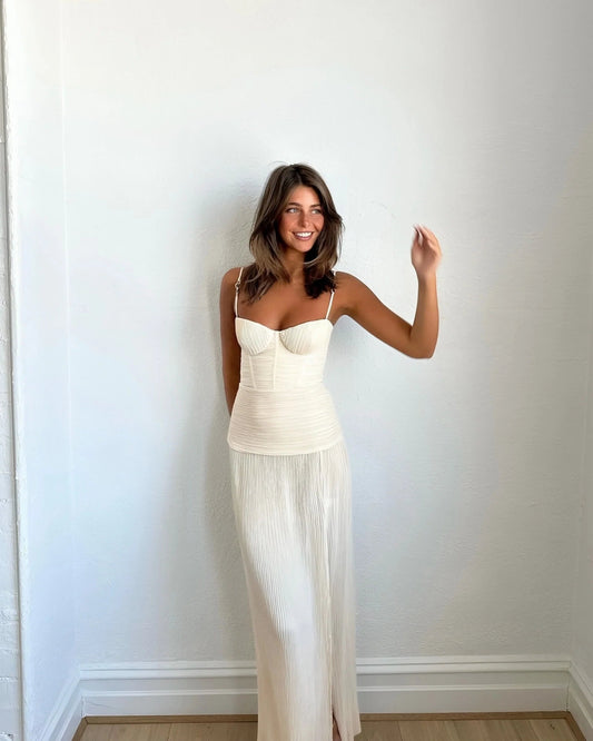 Manning Cartell Double Time Pleat Dress hire – cream