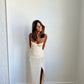 Manning Cartell Double Time Pleat Dress hire – cream