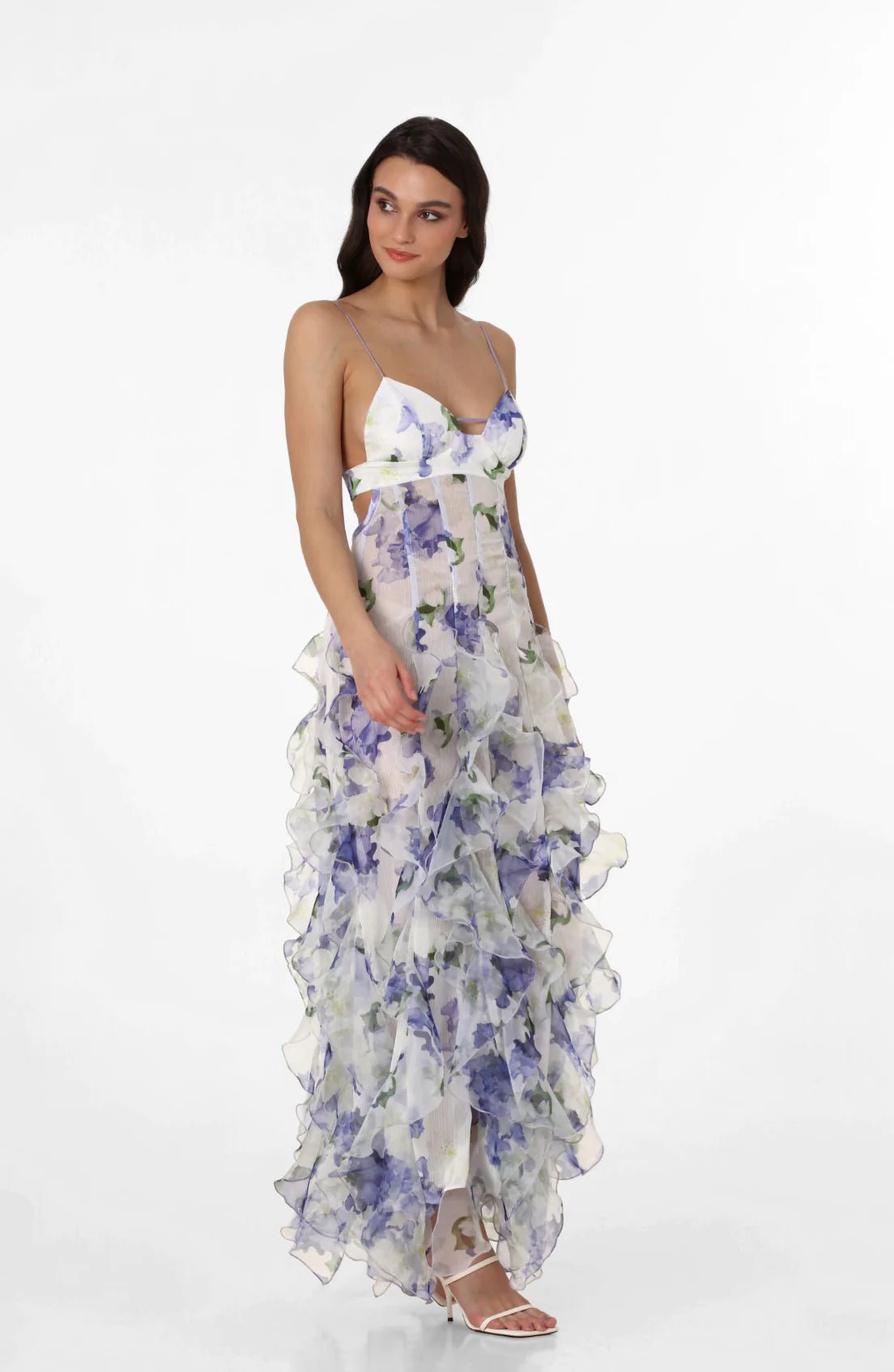 iris flower asymmetric sheath maxi dress Ph5 Iris Asymmetric Stretch-Knit Maxi Dress in Green
