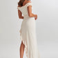 Meshki Arielle Off Shoulder Ruffle Midi Dress hire – ivory