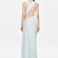 Misha The Harlow Satin Maxi Dress hire – ice blue