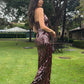 Misha Sapphire Sequin Maxi Dress Fig hire