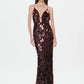 Misha Sapphire Sequin Maxi Dress Fig hire