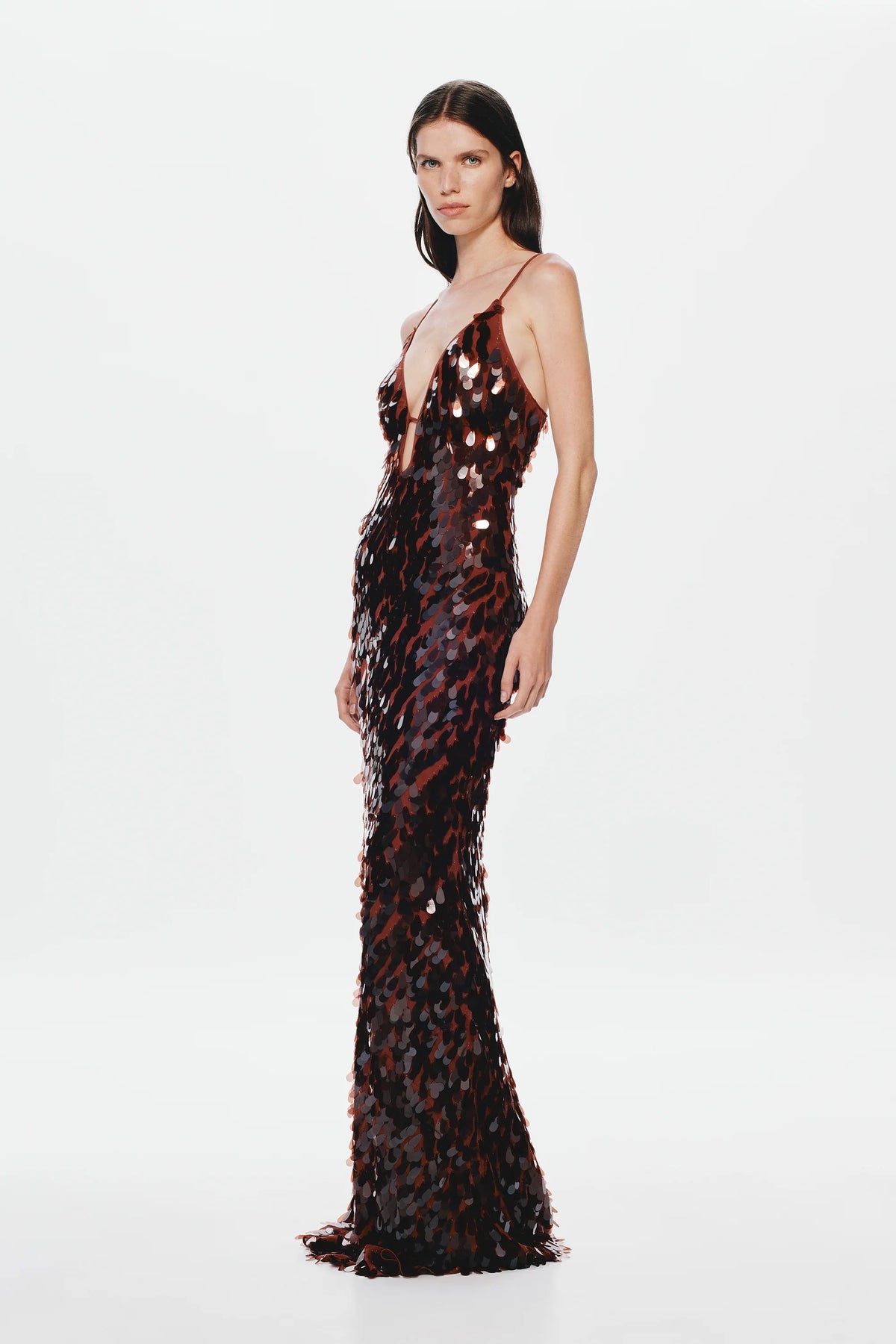 Misha Sapphire Sequin Maxi Dress Fig hire