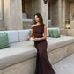 Misha Sisal Maxi Dress hire – espresso