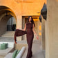 Misha Sisal Maxi Dress hire – espresso