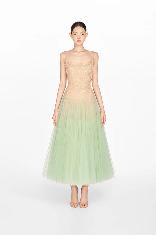 Montsand Mint Ombre Lace Midi Dress hire