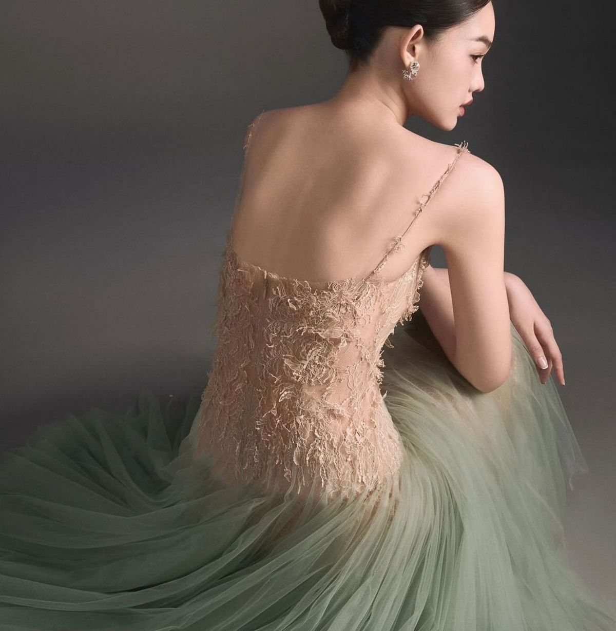 Montsand Mint Ombre Lace Midi Dress hire